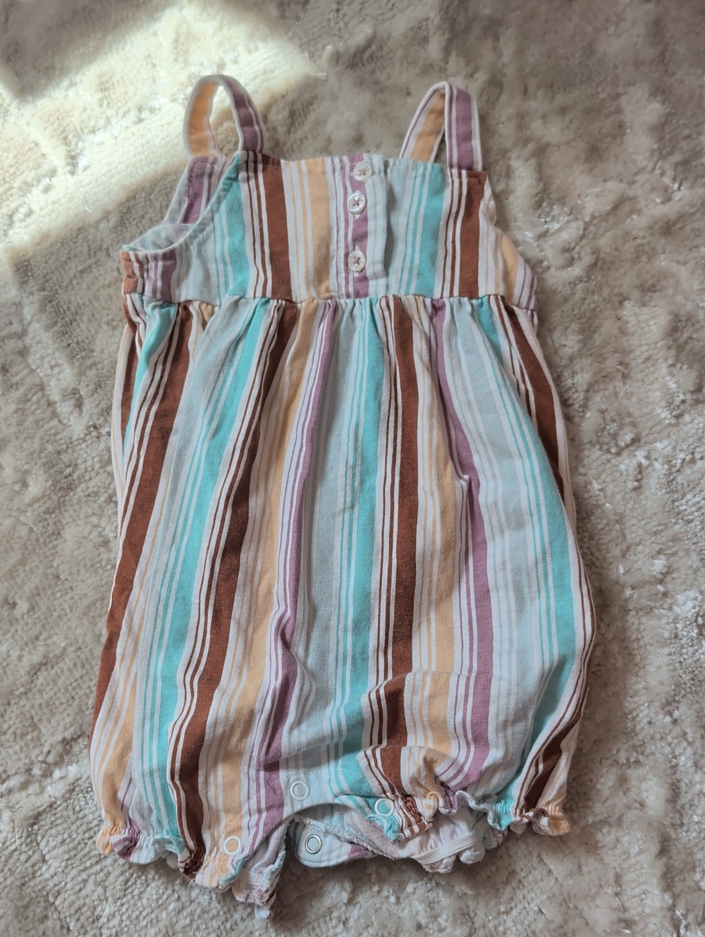 Carter's Striped Romper in Teal, Brown, Cream & Lavender